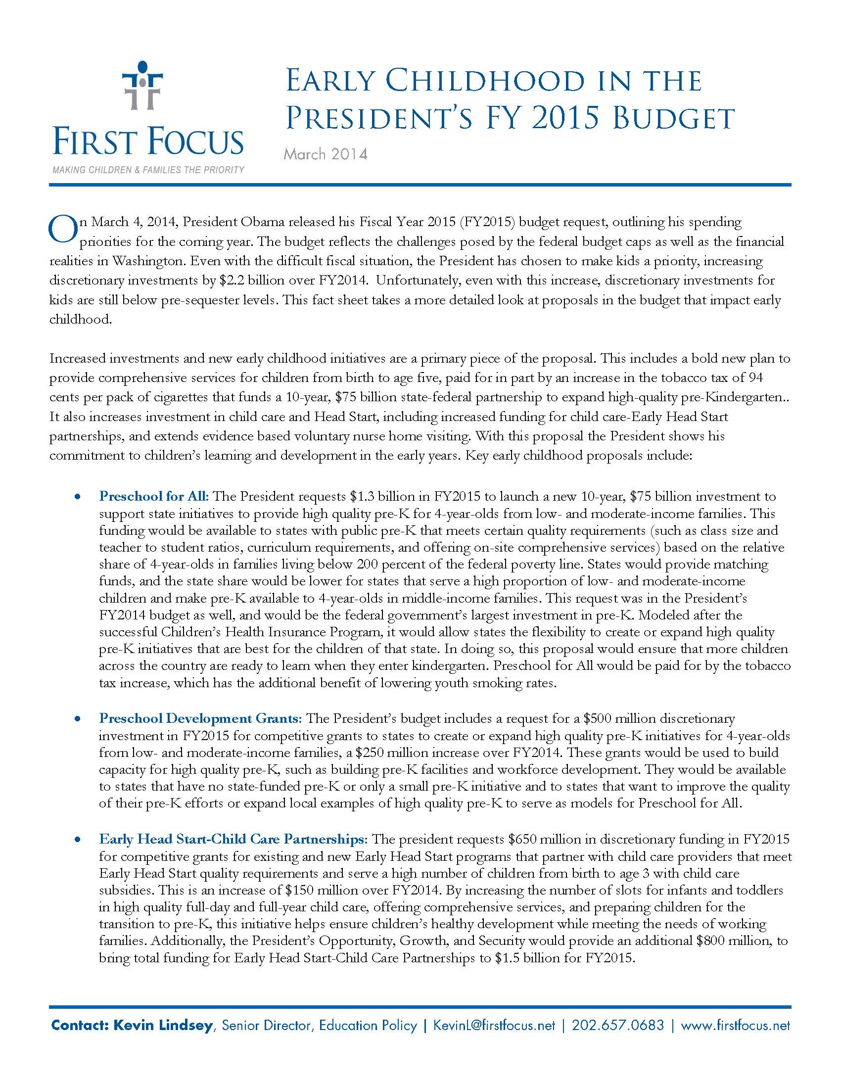 Early Childhood in Presidents FY2015 Budget_Page_1
