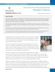 Policy Recommendations - Housing