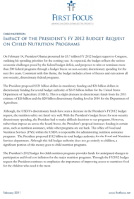Impact of the President's FY 2012 Budget Request on Child Nutrition Programs