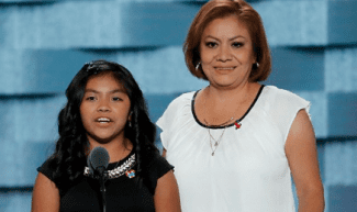 Eleven-year-old Karla Ortiz spoke this week at the Democratic National Convention, addressing the needs of children of immigrants. She was joined by her mother Francisca.